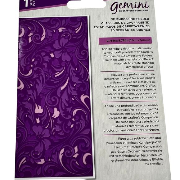 CRAFTERS COMPANION Gemini 3D Embossing Folder Set Regency Floral Frame - Picture 7 of 11